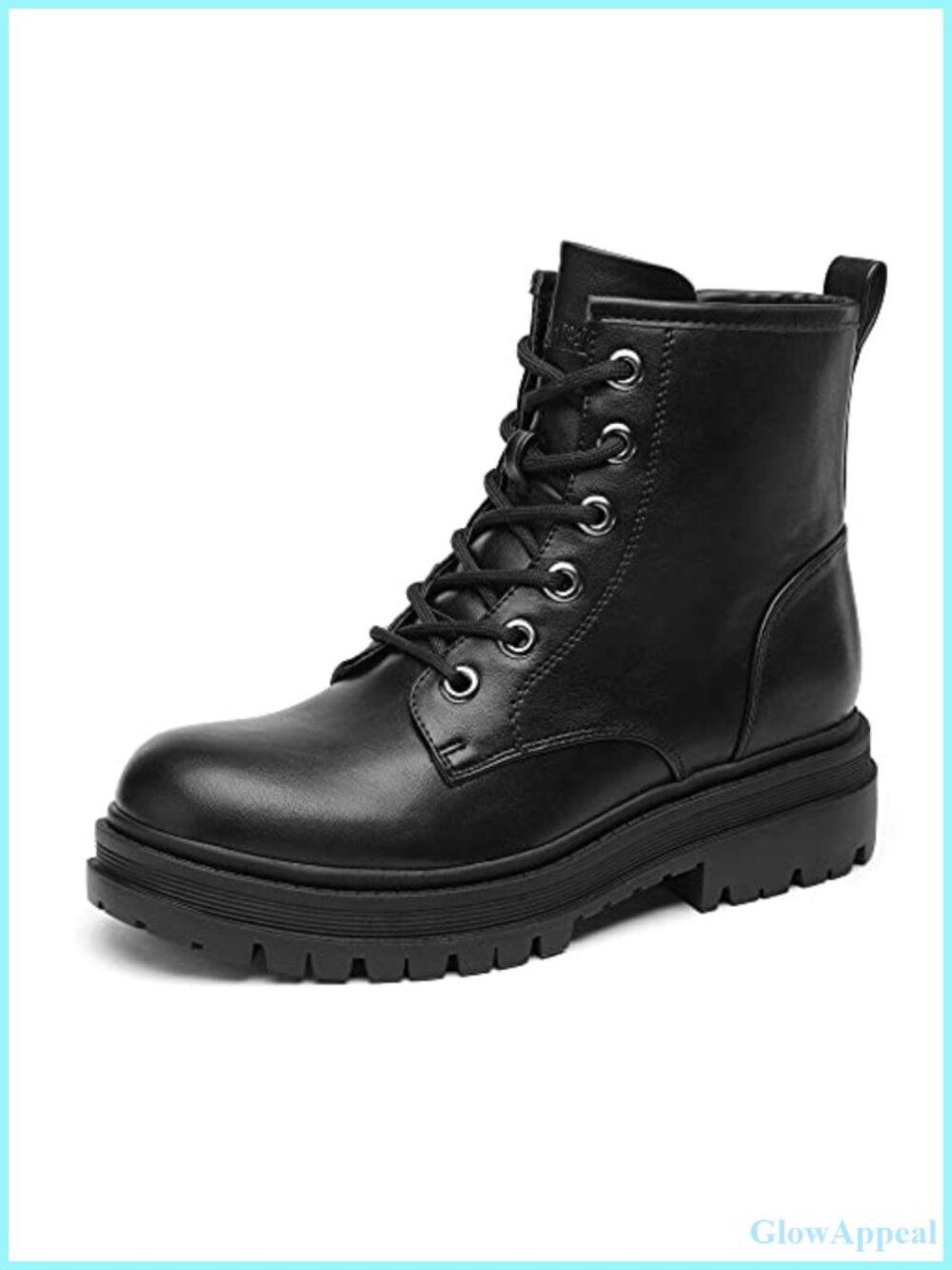 Women's Lace-Up Ankle Combat Boots Side Zipper Anti-Slip Sole